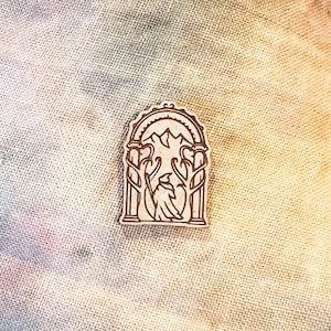 Gandalf at Durin&#39;s Door Wood Needle Minder: Cross Stitch Embroidery Keeper
