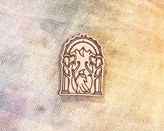 Gandalf at Durin's Door Wood Needle Minder: Cross Stitch Embroidery Keeper
