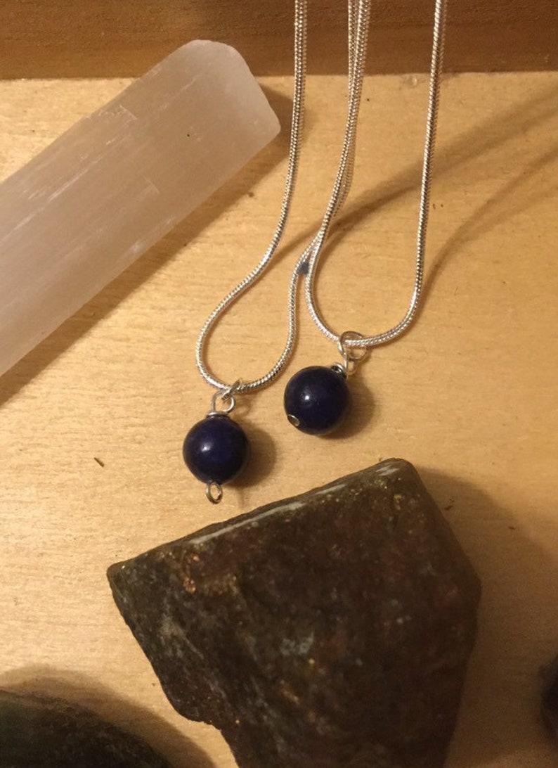 18\u201d Silver Lazurite 3rd Eye Chakra Necklace