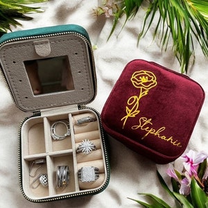 MAROON Italian Velvet Jewelry Boxes | Birthday Gift | Custom Travel Jewelry Case | Gift Idea | Personalized Gifts for Her| Bridemaid boxes