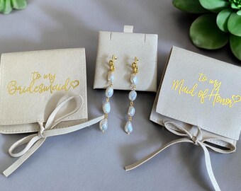 Gold-Plated Pearl Knot Bridesmaid Earrings | Elegant Bridal Jewelry