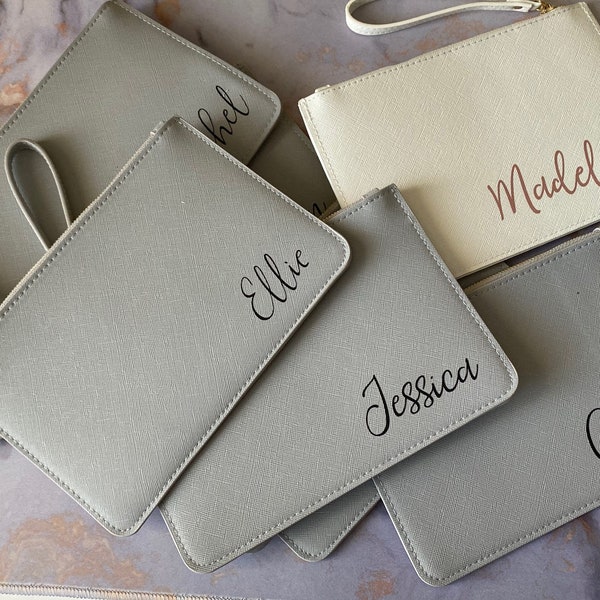 Bridal Party Clutches | Bridesmaid Proposal Gifts | Personalized Makeup Bag | Bachelorette Party Gifts | Bridal Party Pouches