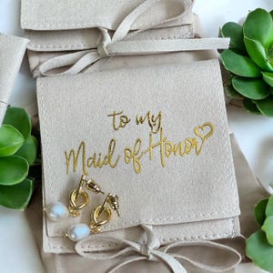 Bridesmaid Earrings 18k Gold Plated Bridesmaid Pearl Knot Earrings Maid of Honor Jewelry Bridesmaid Gifts Earrings Bridesmaid Jewelry Pouch