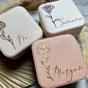 Personalized Travel Jewelry Box - Custom Floral Jewelry Organizer - Bridesmaid Gift image 7