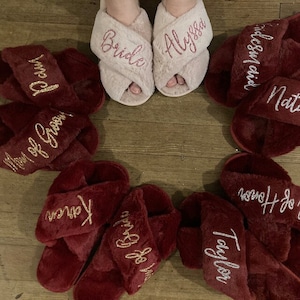 Personalized Slippers Mother Day Gift| for Wife Girlfriend Fluffy Slippers Set Gift| Personalized Slippers| Bridesmaid Gifts |Wedding Gift