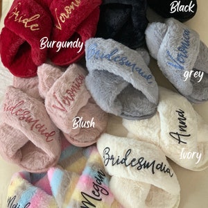 Bachelorette Party Fluffy Slippers / Personalized Home Fluffy Slipper/ Bridesmaid Slippers /Bachelorette Party/Wedding Day Slippers