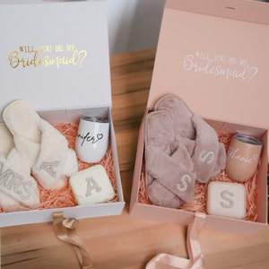 Will You Be My Bridesmaid Bridesmaid Proposal Box Personalized Gift Blush Gift Set for Bridal Party