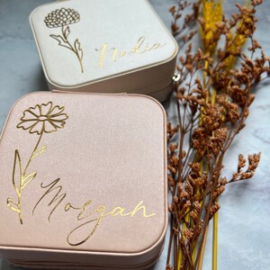 Personalized Travel Jewelry Box - Custom Floral Jewelry Organizer - Bridesmaid Gift image 12