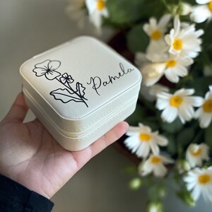 Personalized Travel Jewelry Box - Custom Floral Jewelry Organizer - Bridesmaid Gift image 9