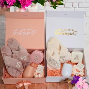 Personalized Bridesmaid Proposal Gift Box: Slippers, Jewelry Box & Tumbler