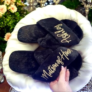 Personalized Slippers for Women | Best Friend Gifts | Bridesmaid Gifts | Bridesmaid Proposal | Gift for Her | Fluffy Slippers