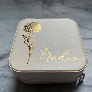 Personalized Travel Jewelry Box - Custom Floral Jewelry Organizer - Bridesmaid Gift image 11