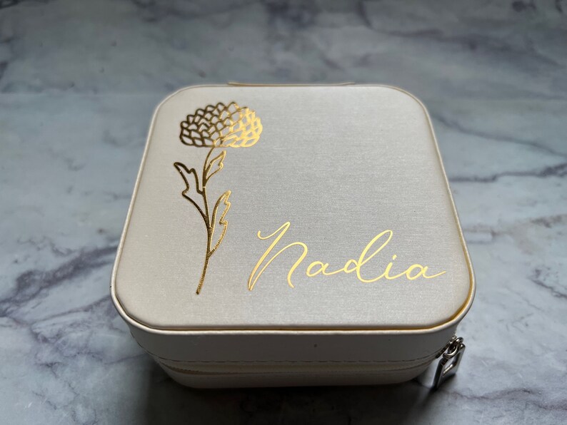 Personalized Travel Jewelry Box - Custom Floral Jewelry Organizer - Bridesmaid Gift image 11