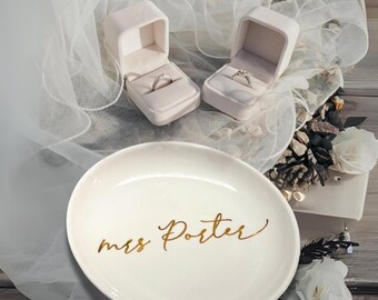 Personalized Wedding Ring Dish: Custom Engagement Gift, Bridesmaid Jewelry Holder