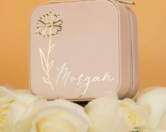Personalized Jewelry Travel Box for Women,  Bridesmaid Gifts,  Bridal Party Gift, Bridesmaid Proposal,  Friend Gift for Her, Mom Gift