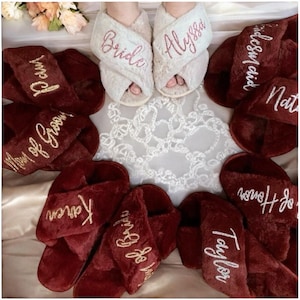 Personalized Slippers COZY AND SOFT | for Wife Girlfriend Fluffy Slippers Set Gift| Personalized Slippers| Bridesmaid Gifts |Wedding Gift