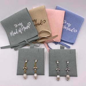 Custom Bridesmaid Gifts, Bridesmaid Earrings, Pearl Earrings, Personalized Bridesmaid Wedding gift, Bridesmaid Jewelry Set Bridal Party Gift