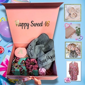 Sweet Sixteen Gift Box: Personalized Robe, Slippers & Jewelry Box