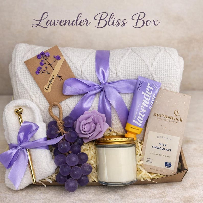 Luxury Self Care Gift Box for Women – Ready to Gift Spa Basket, Birthday Gift, Bridesmaid Gift, Mother’s Day Gift, Personalized Tumbler The Lavender Bliss