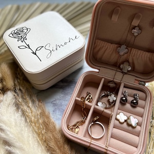 Personalized Travel Jewelry Box - Custom Floral Jewelry Organizer - Bridesmaid Gift image 8