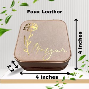 Personalized Travel Jewelry Box - Custom Floral Jewelry Organizer - Bridesmaid Gift image 5