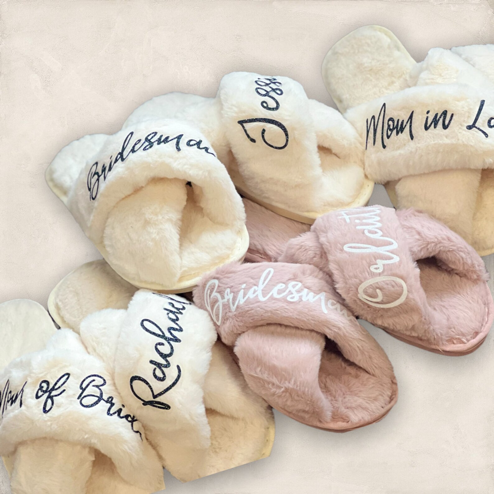 fluffy bridesmaid slippers