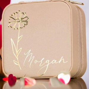 Personalized Travel Jewelry Box - Custom Floral Jewelry Organizer - Bridesmaid Gift image 13