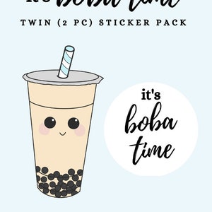 Milk Tea Boba Sticker It's Boba Time Twin Pack image 2