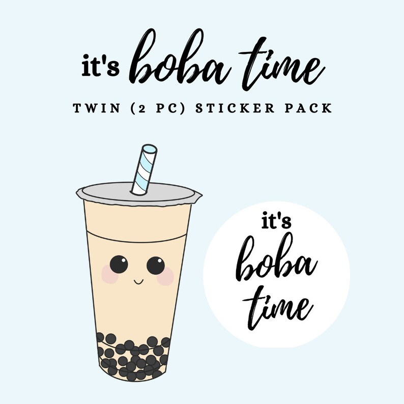 Milk Tea Boba Sticker It's Boba Time Twin Pack image 2