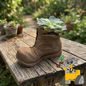 WALL-E Boot Planter Pot |   Flower Suculent Holder | Desk Decor & Plant Lover Gift - Disney Pixar WALLE