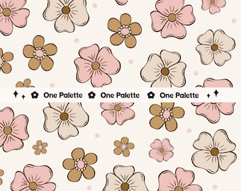 Patrón floral bohemio sin costuras: colores apagados (descarga digital)