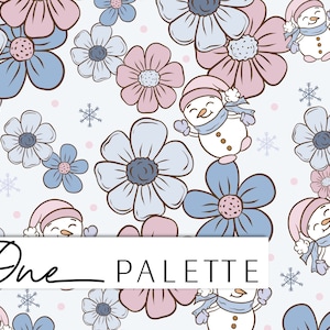 GELADO | Padrão digital sem costura de Natal floral pastel, padrão sem costura de inverno, padrão de tecido, inverno sem costura pastel