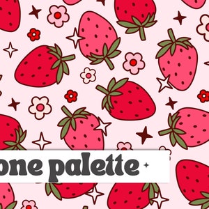 SÜSSE ERDBEEREN | Erdbeere Frühling Floral Nahtloses Digitales Muster, Nahtloses Wiederholungsmuster, Stoffmuster, Frühling Nahtlose Datei