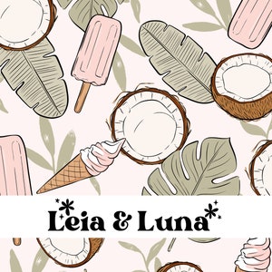 COCO | Summer ice cream coconut Floral Seamless Digital Pattern, Seamless Repeat Pattern, Fabric Pattern, Spring Seamless File, Commercial