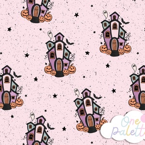 HAUNTED |  Haunted House Halloween Spooky ghost Seamless Digital Pattern, Seamless Pattern, Halloween Pattern, Halloween Seamless File