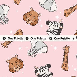 ZOO ANIMALS |  Pink Zoo Animals Seamless Digital Pattern, Seamless Repeat Pattern, Fabric Pattern, Elephant Seamless File, Lion Pattern