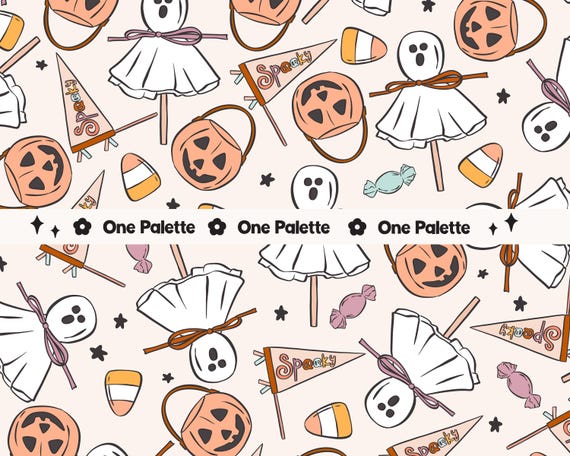 Halloween Ghost Lollipop Pattern: Seamless Digital Fabric File (JPEG, RGB & CMYK)