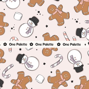 INGWER | Lebkuchen und Schneemann Kekse nahtlose digitales Muster, Weihnachten nahtlose Muster, Stoffmuster, Weihnachten nahtlose Datei