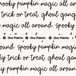 May include: Spooky Halloween themed text graphic with the words "spooky. pumpkin. magic all around. spooky. trick or treat. ghoul gang. spooky. pumpkin. magic all around. spooky. pumpkin. magic all around. spooky. trick or treat. ghoul gang. spooky. pumpkin. magic all around. spooky."