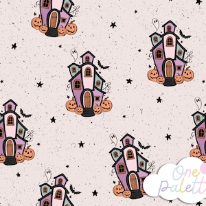 HAUNTED |  Haunted House Halloween Spooky ghost Seamless Digital Pattern, Seamless Pattern, Halloween Pattern, Halloween Seamless File