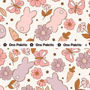 GRACIE | Pâques Peeps Spring Floral Seamless Digital Pattern, Motif répété sans couture, Motif de tissu, Motif printanier, Conception de motifs de Pâques