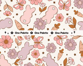 Easter Peeps Floral Fabric Pattern: Spring Seamless Design (Digital Download)