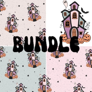 HAUNTED BUNDLE |  Haunted House Halloween Spooky ghost Seamless Digital Pattern, Seamless Pattern, Halloween Pattern, Halloween Seamless