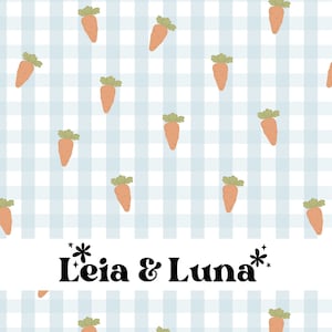 | DE CAROTTES BLEUES GINGHAM Gingham Easter Blue Carottes Seamless Digital Pattern, Seamless Repeat Pattern, Fabric Pattern, Seamless File
