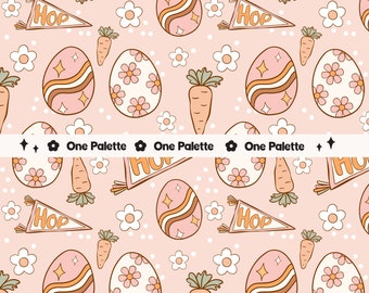 Kwiatowy, wielkanocny, bezszwowy wzór: wiosenny wzór na tkaninie (do pobrania w wersji cyfrowej)