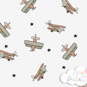 TYLER | Boy Plane Adventure Neutral Seamless Digital Pattern, Seamless Repeat Pattern, Boy Fabric Pattern, Boy Seamless File