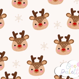 RUDOLPH V3 | Rentier Weihnachten Nahtloses Digitales Muster, Rudolph Weihnachten Nahtloses Wiederholungsmuster, Stoffmuster, Weihnachtsnahtlose Datei