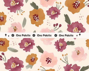 WINSLIE | Autumn Fall Floral Seamless Digital Pattern, Seamless Repeat Pattern, Fabric Pattern, Watercolor Floral Pattern, Pattern Design,