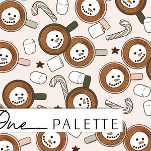 Naadloos kerstpatroon warme cacao: print op vakantiestof (digitale download)