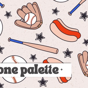 BASEBALL |  Baseball Season Summer Seamless Digital Pattern, Baseball Seamless Repeat Pattern, Fabric Pattern, Trendy Baseball Seamless File